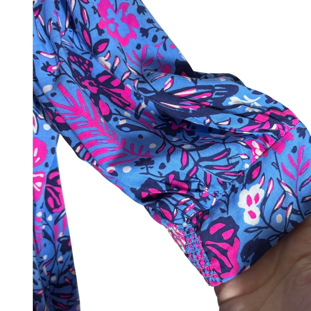 Lilly Pulitzer Andrei Maxi Dress Boca Blue Birds Eye View sz 4 - Picture 4 of 8